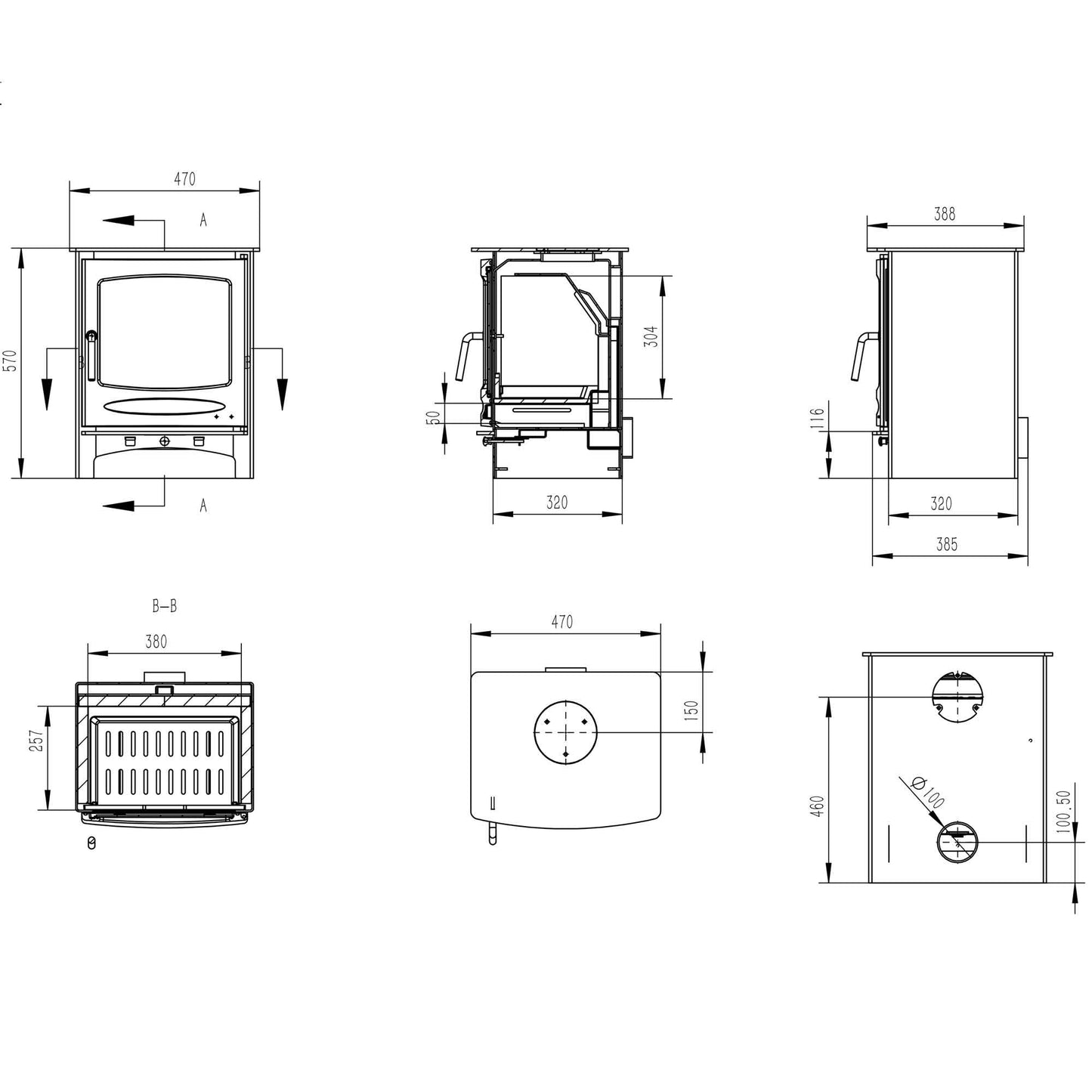 Henley Stoves Sherwood /Hampshire 7kW Logbox Only (Eco)