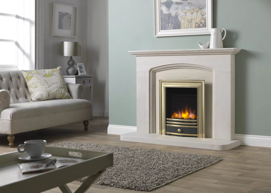 Charlton & Jenrick 16″ 3D Ecoflame Electric Fire with Cast Square Fascia in Brass
