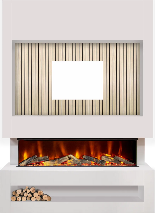 Celsi S1250 White & Oak Media Wall Suite
