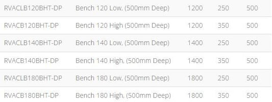 140 High 500mm Deep Bench