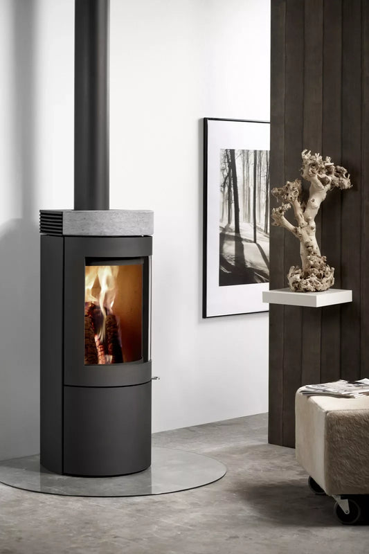 Westfire Uniq 26 SE Convection Wood Burning Stove in Black with Soapstone Top