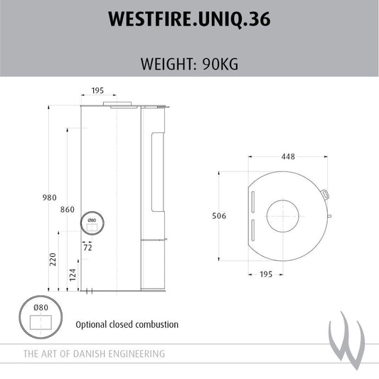 Westfire Uniq 36 Closed Combustion Wood Stove