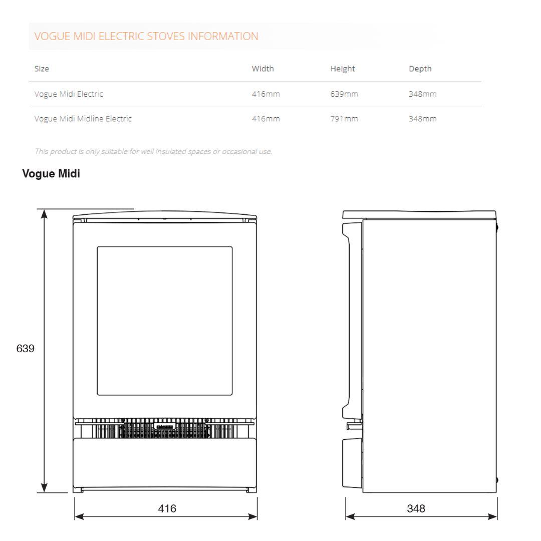 Gazco Vogue Midi Midline Electric Stove