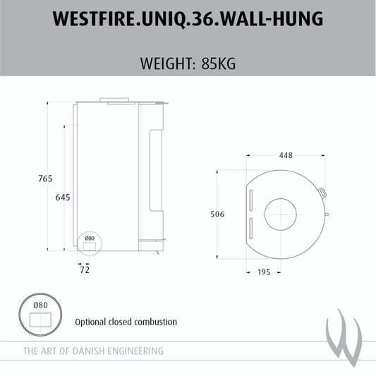 Westfire Uniq 36 SE Closed Combustion Wall Hung Wood Stove