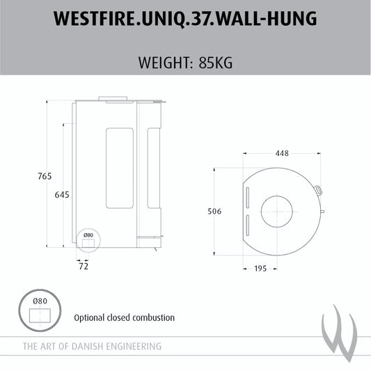 Westfire Uniq 37 Wall Hung Dimensions