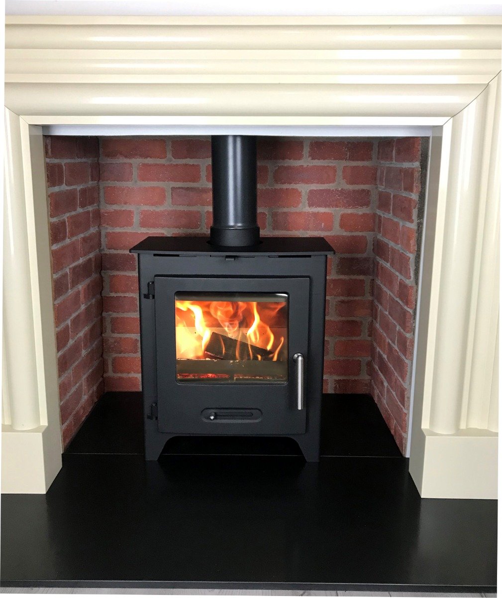 Pevex X40 Cube Cast Iron Door Stove black multi-fuel wood burning fire