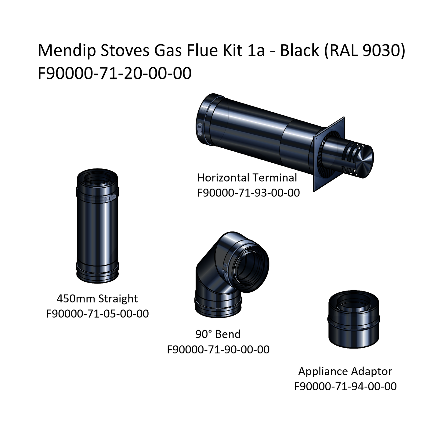 Mendip Top Exit Up & Out Balanced Flue Kit in Black