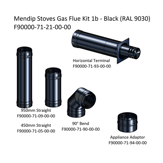 Mendip Tall Top Exit Up & Out Balanced Flue Kit in Black