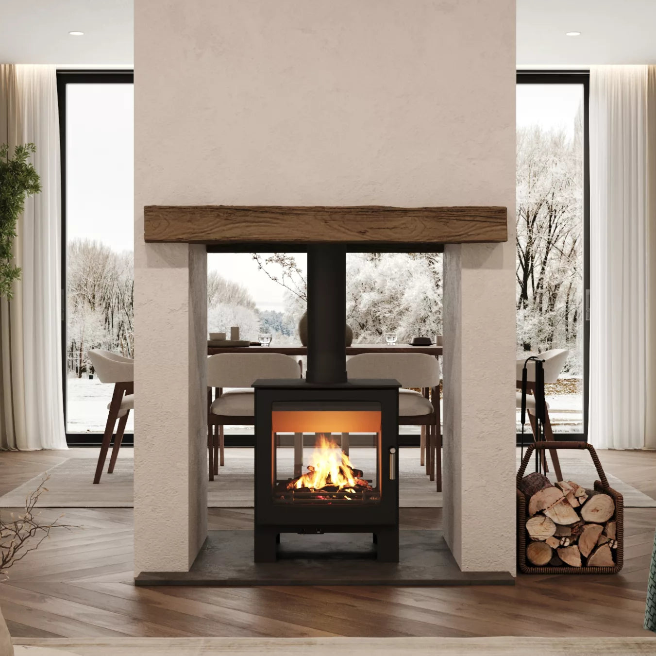 Mendip Woodland SE Double Sided Wood Stove
