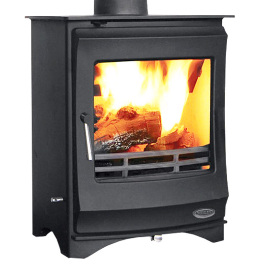 Henley Stoves Elcombe 5kW Logstore Multi Fuel Eco Defra Stove with active flames and cast iron body