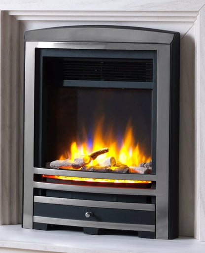 Ecoflame Electric Fire with Cast Arch Fascia in Chrome