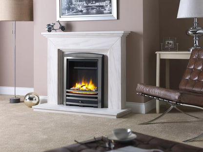 Charlton & Jenrick 16″ 3D Ecoflame Electric Fire with Cast Arch Fascia in Chrome