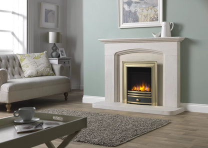 Charlton & Jenrick 16″ 3D Ecoflame Electric Fire with Cast Square Fascia in Brass