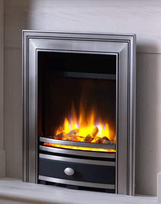 Ecoflame Electric Fire with Cast Square Fascia in Pewter