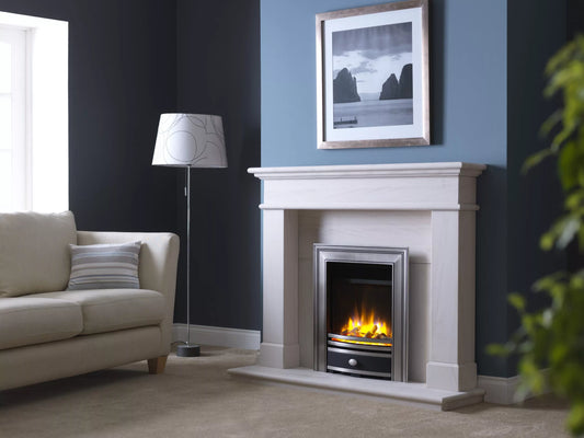 Charlton & Jenrick 16″ 3D Ecoflame Electric Fire with Cast Square Fascia in Pewter
