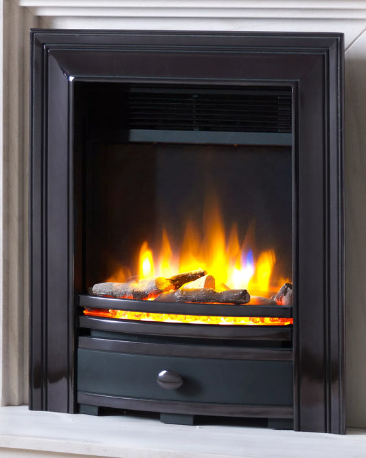 Ecoflame Electric Fire with Cast Square Fascia in Gun Metal