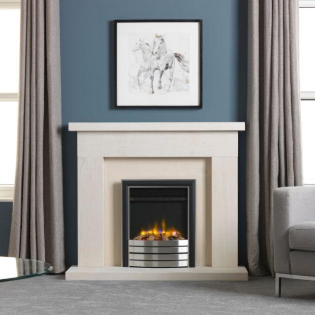 Charlton & Jenrick 16″ 4D Ecoflame Electric Fire with Elite Fascia & Lights in Satin/Black