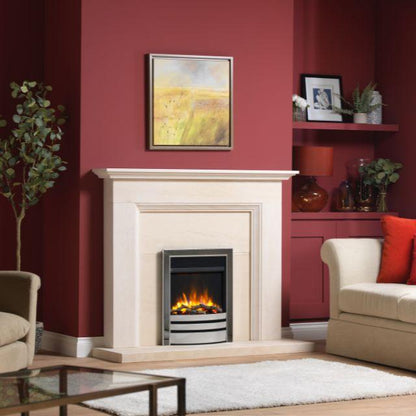 Charlton & Jenrick 16″ 4D Ecoflame Electric Fire with Elite Fascia & Lights in Chrome/Black