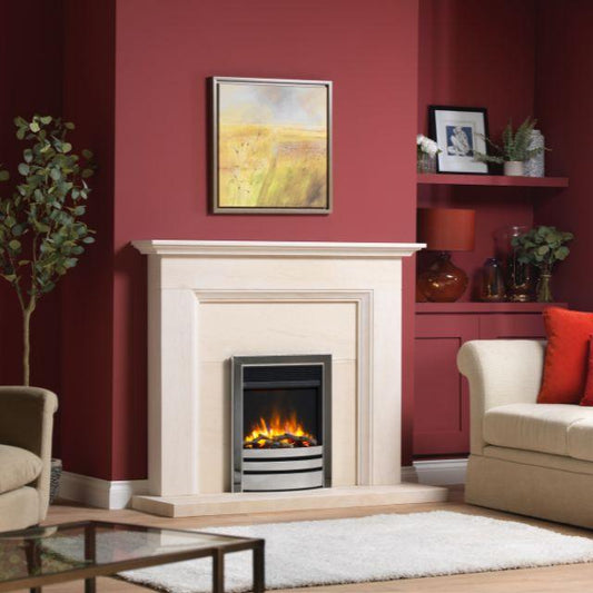 Charlton & Jenrick 16″ 4D Ecoflame Electric Fire with Elite Fascia & Lights in Chrome/Black