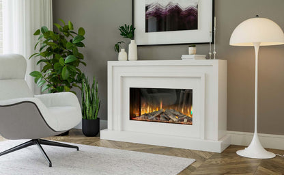 Henley Aurora 750 electric fire with exclusive log set, black surround