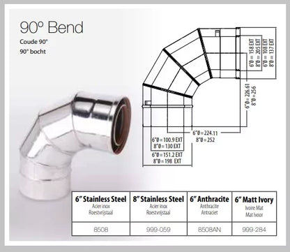 Gazco Balanced Flue Stainless Steel 90° Bend