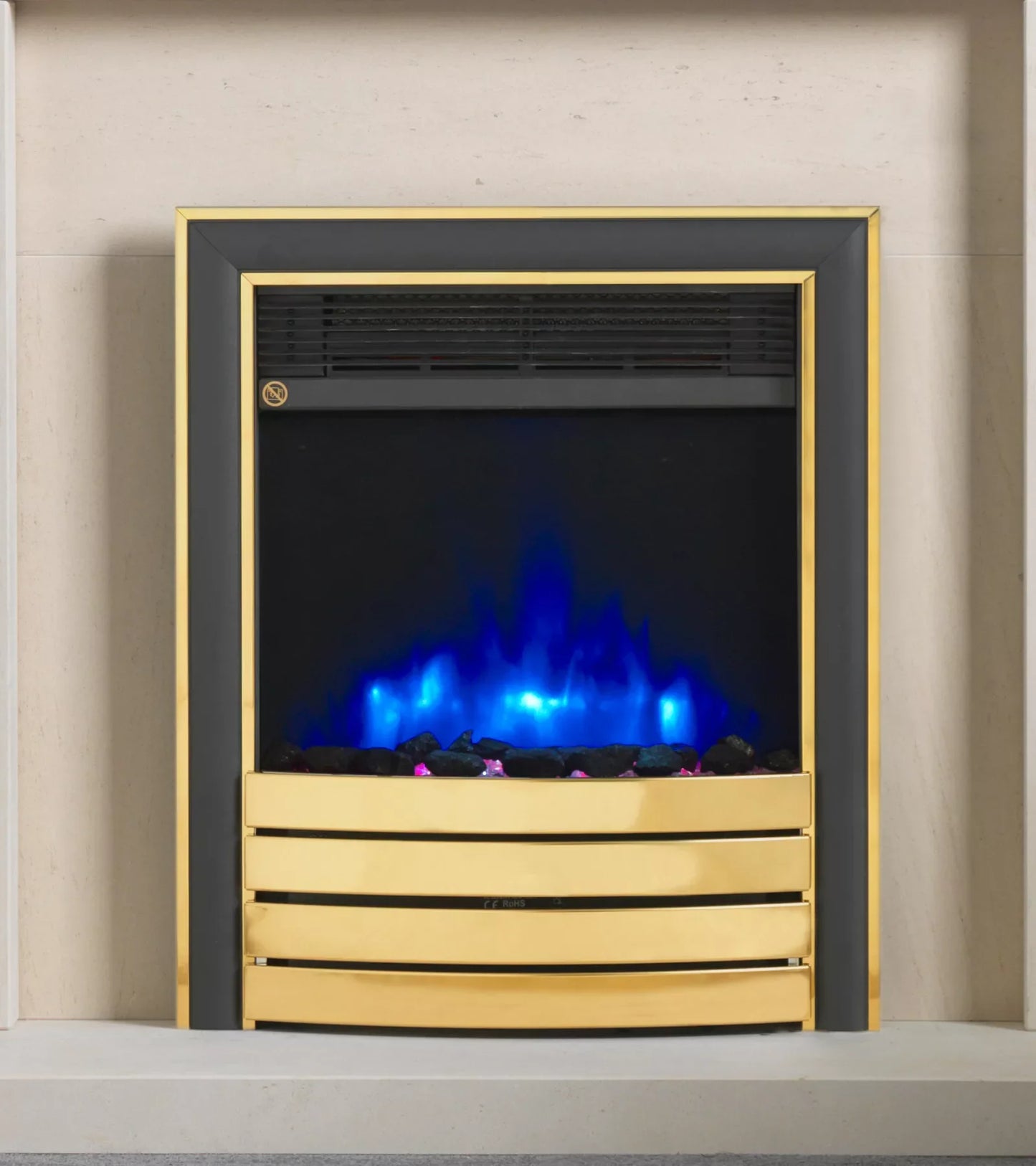 Ecoflame Electric Fire with Brass/Black Elite Fascia