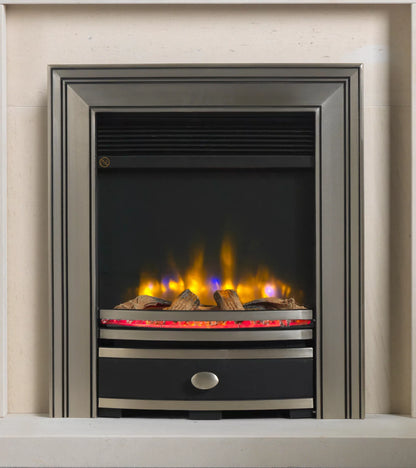 Ecoflame Electric Fire with Square Cast Fascia in Pewter