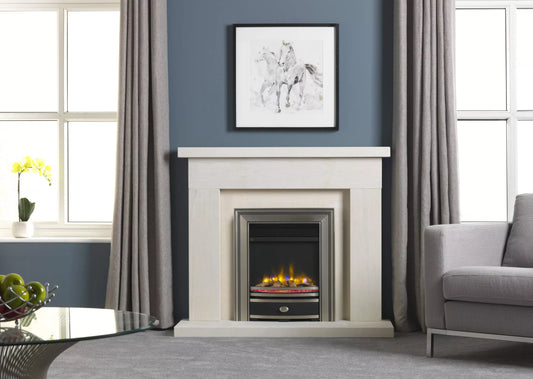 Charlton & Jenrick 16″ 4D Ecoflame Electric Fire with Square Cast Fascia in Pewter