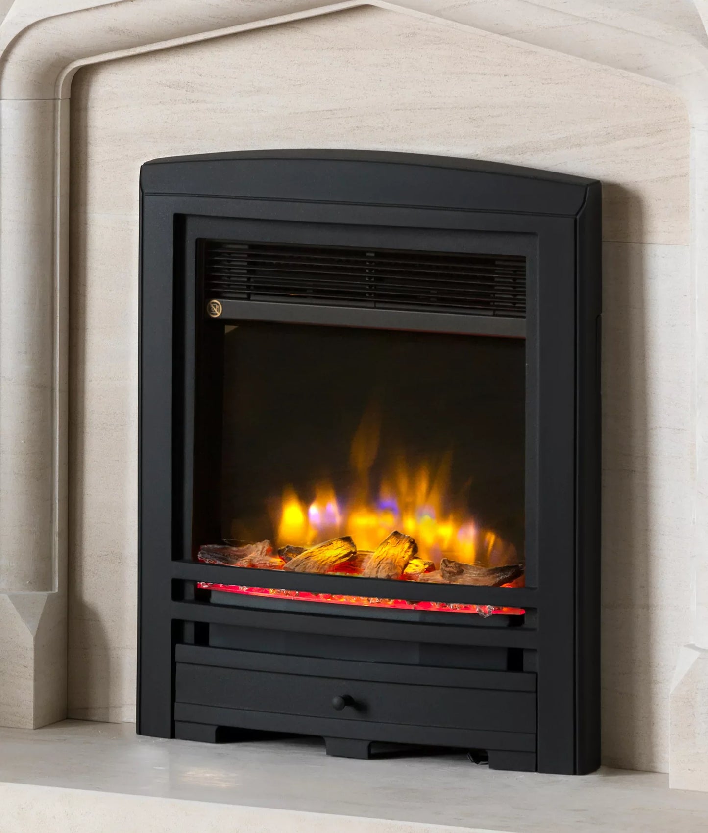 Ecoflame Electric Fire with Cast Arch Fascia in Black