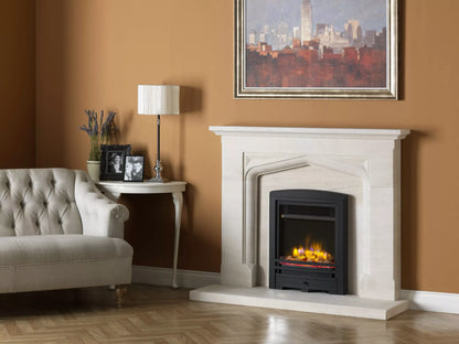 Charlton & Jenrick 16″ 4D Ecoflame Electric Fire with Cast Arch Fascia in Black