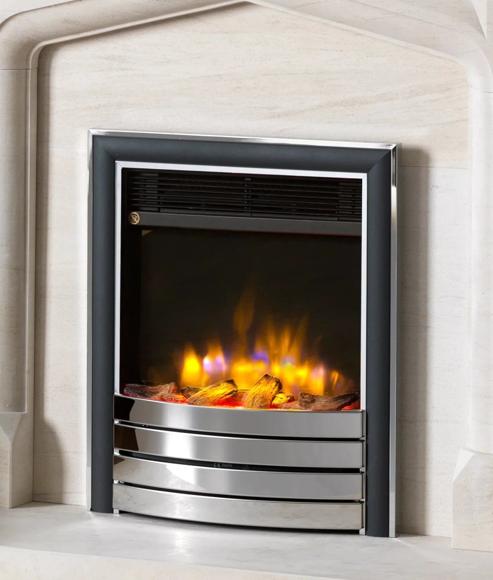 Ecoflame Electric Fire with Chrome/Black Elite Fascia