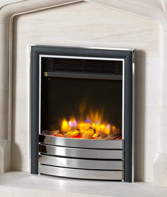 Ecoflame Electric Fire with Chrome/Black Elite Fascia