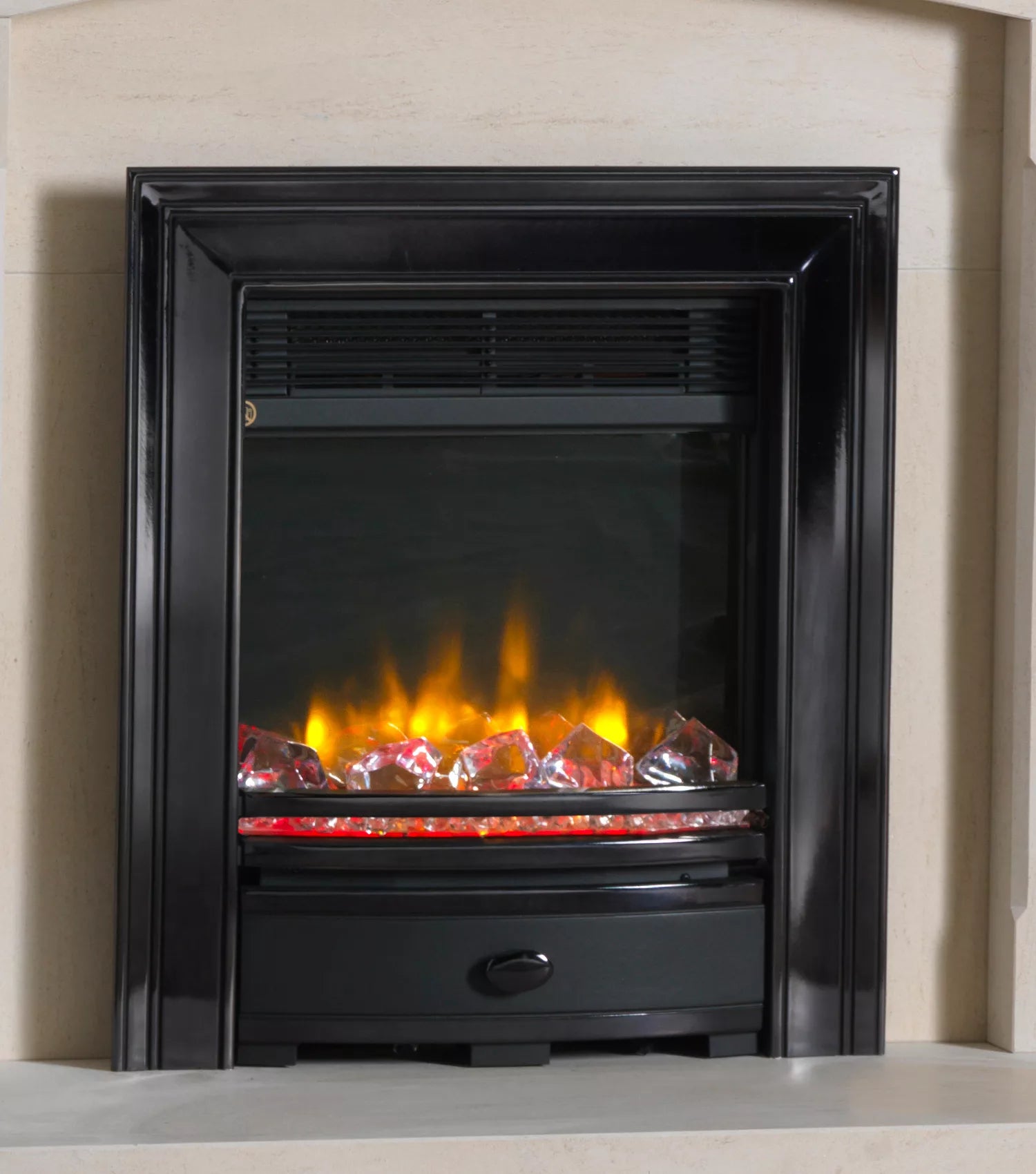 Ecoflame Electric Fire with Square Cast Fascia in Gun Metal