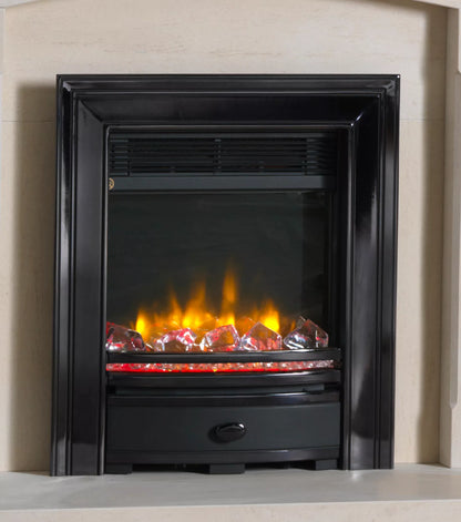 Ecoflame Electric Fire with Square Cast Fascia in Gun Metal