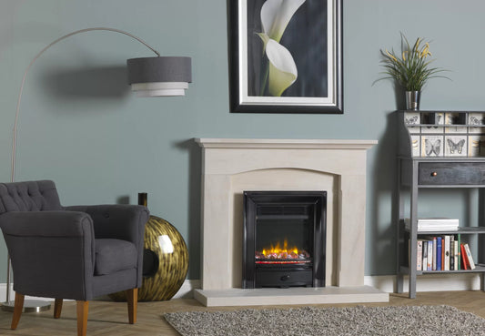 Charlton & Jenrick 16″ 4D Ecoflame Electric Fire with Square Cast Fascia in Gun Metal