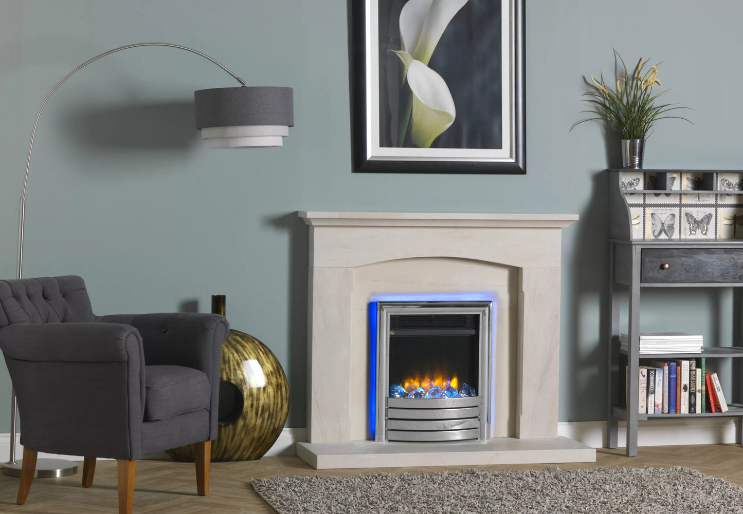 Charlton & Jenrick 16″ 4D Ecoflame Electric Fire with all Chrome Elite Fascia