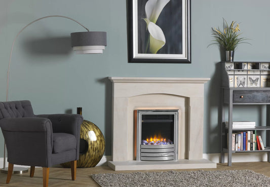 Charlton & Jenrick 16″ 4D Ecoflame Electric Fire with Elite Fascia & Lights in all Chrome