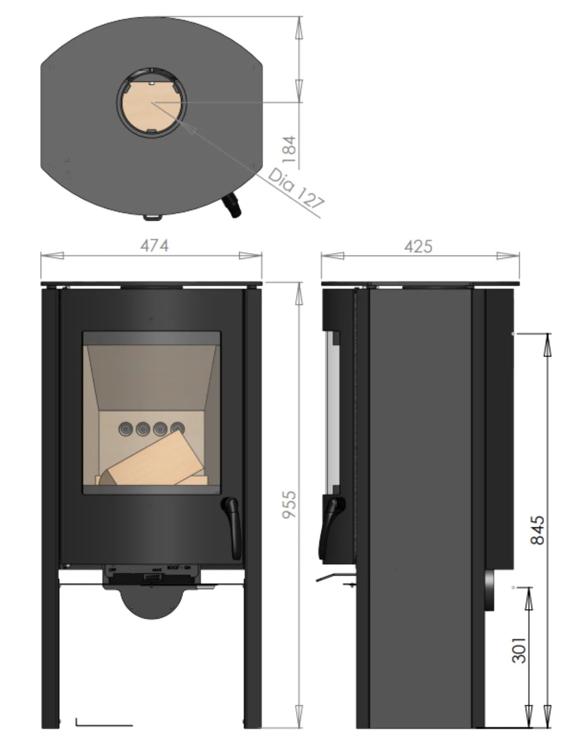 Charlton & Jenrick Go Eco Circulus Wood Stove Dimensions