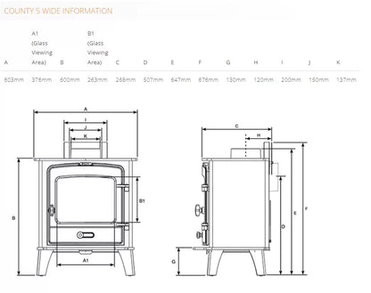 Stovax County 5 Wide Multifuel Stove