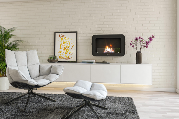 Henley Crete Black Stove wood-burning stove with cast iron body and glass front door