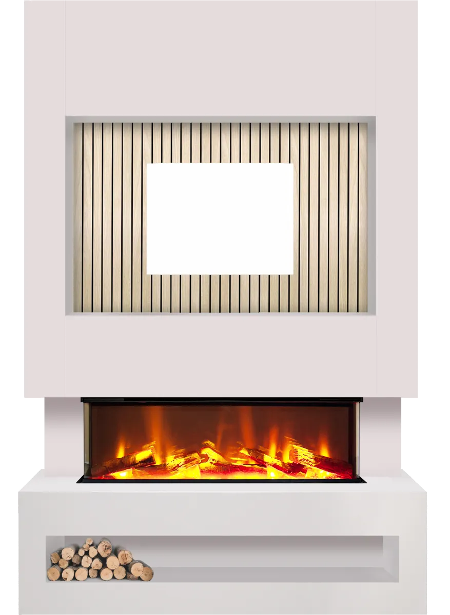Celsi S1000 White & Oak Media Wall Suite