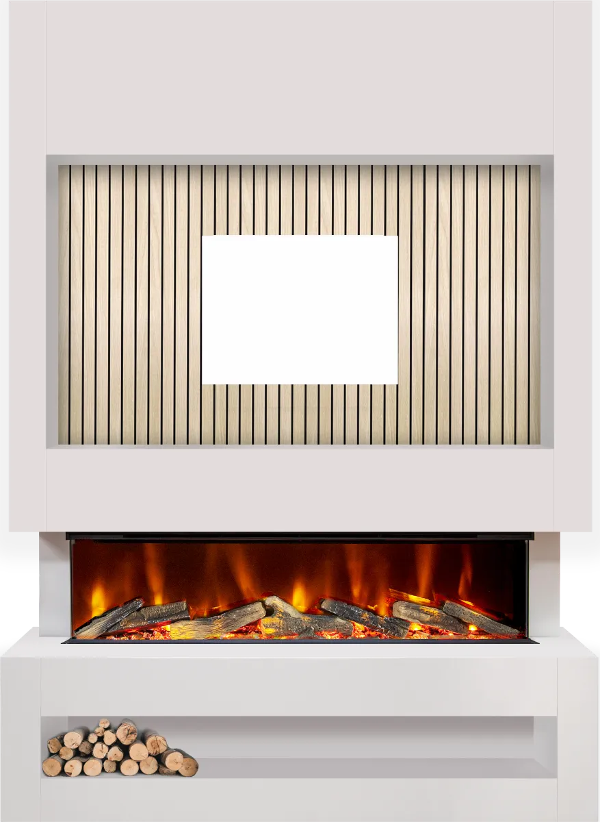 Celsi S1250 White & Oak Media Wall Suite