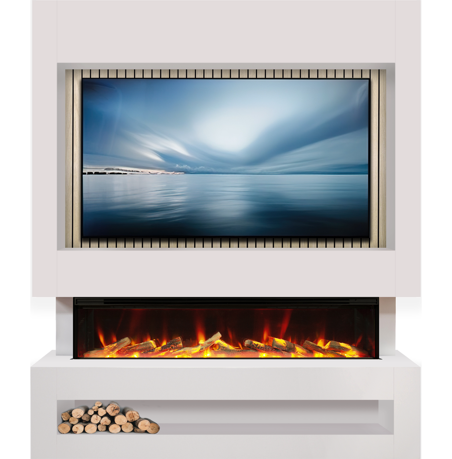 Celsi S1600 White & Oak Media Wall Suite
