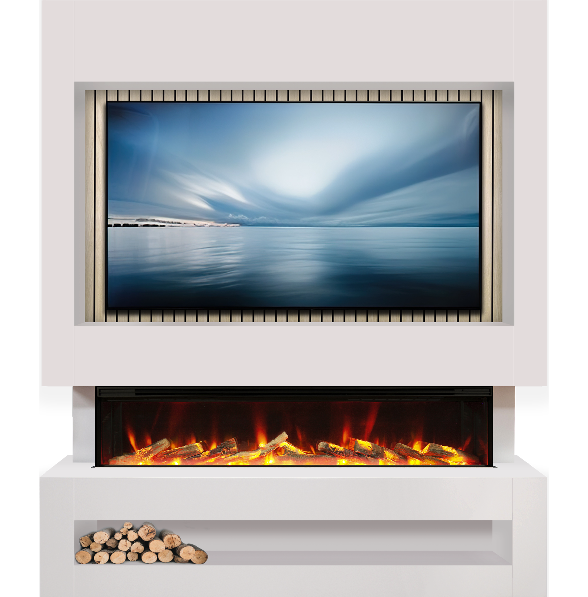 Celsi S1600 White & Oak Media Wall Suite