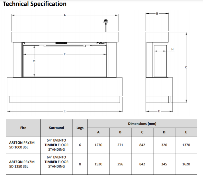 Elgin & Hall Evento Timber Electric Fireplace