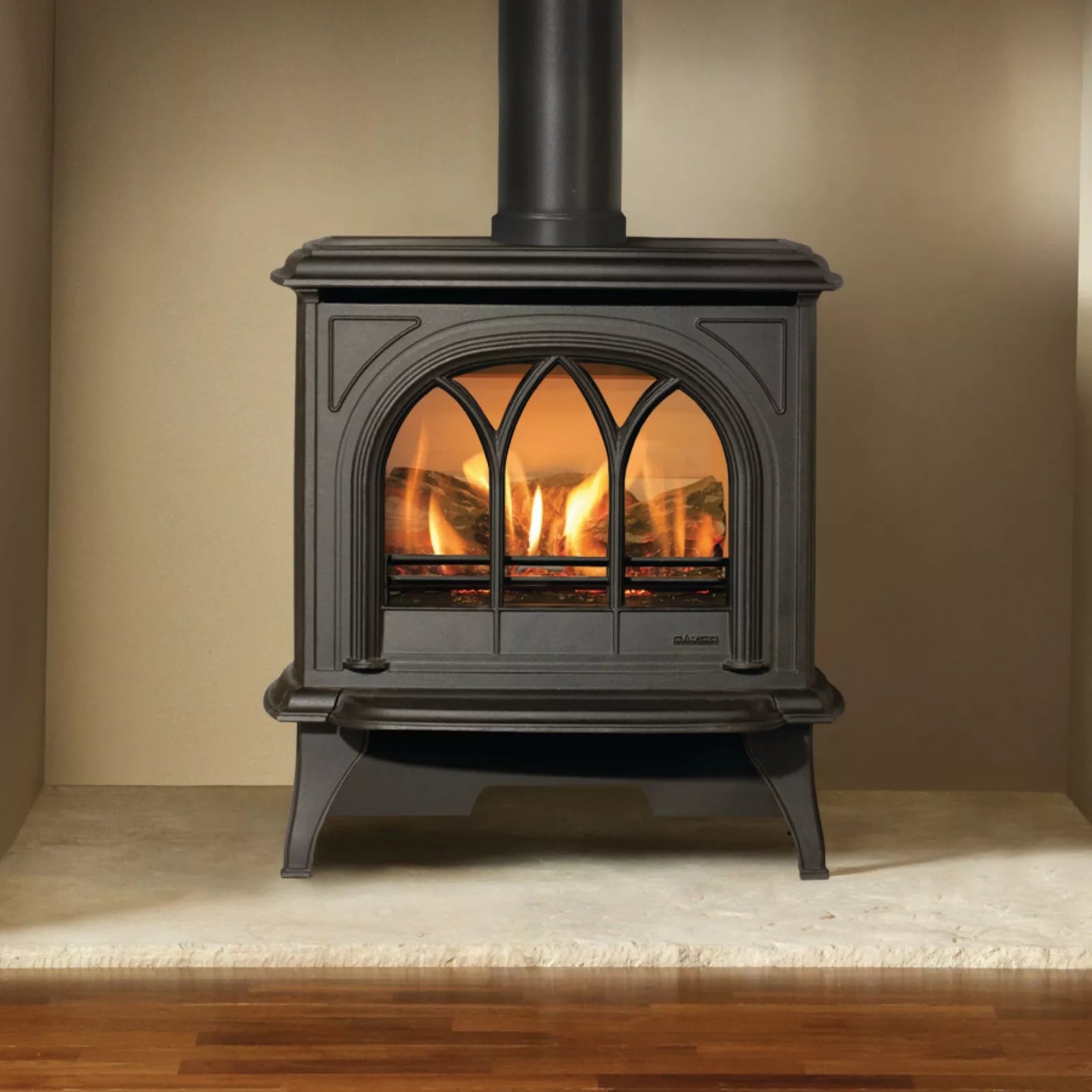 Gazco Huntingdon 30 Tracery Door Conventional Flue Natural Gas