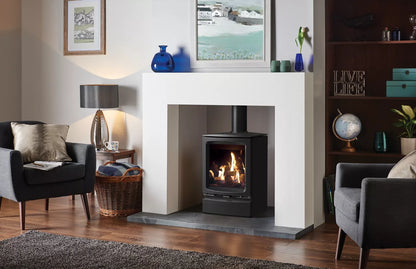 Gazco Vogue Midi Black Glass Balanced Natural Gas Stove