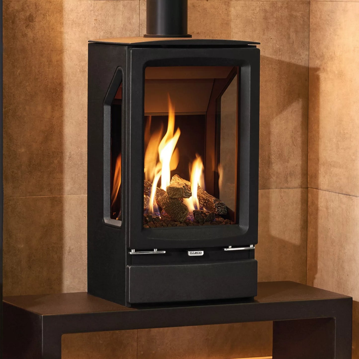 Gazco Vogue Midi T Black Glass Conventional Natural Gas Stove