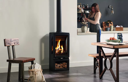 Gazco Vogue Midi T Midline Black Glass Conventional Natural Gas