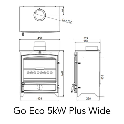 Charlton & Jenrick Go Eco Plus Wide 5kw Multifuel Stove - Dimensions